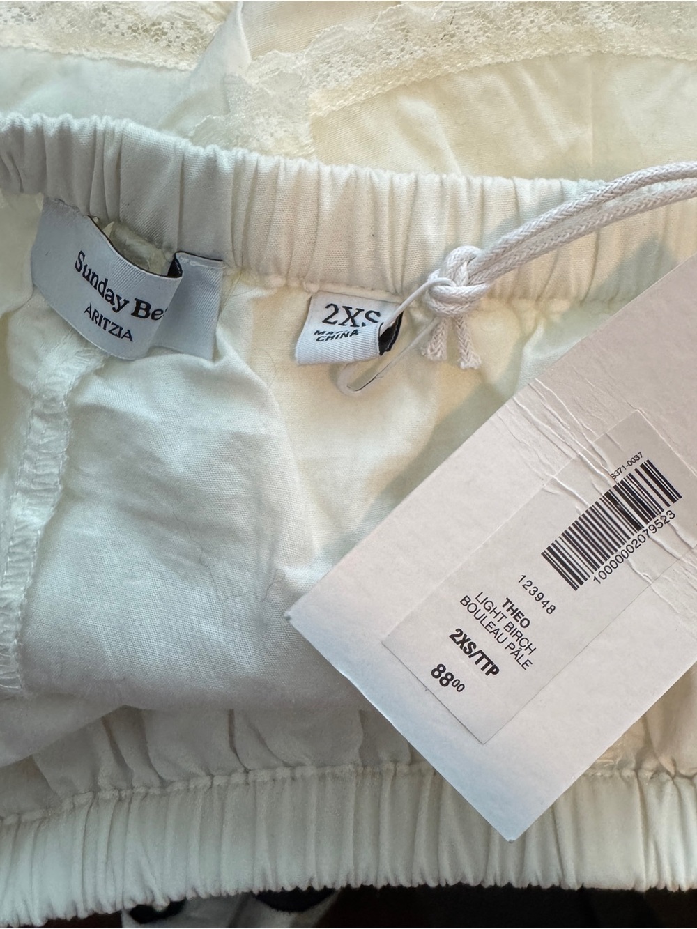 Aritzia Sunday Best Theo Poplin Ruffle Lace Skort XXS Light Birch NWT - Picture 5 of 5